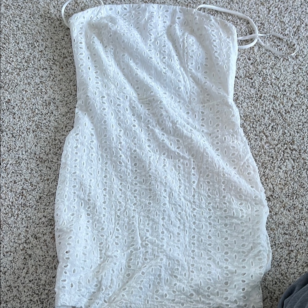 White Eyelet body forming dress. Worn once for graduation